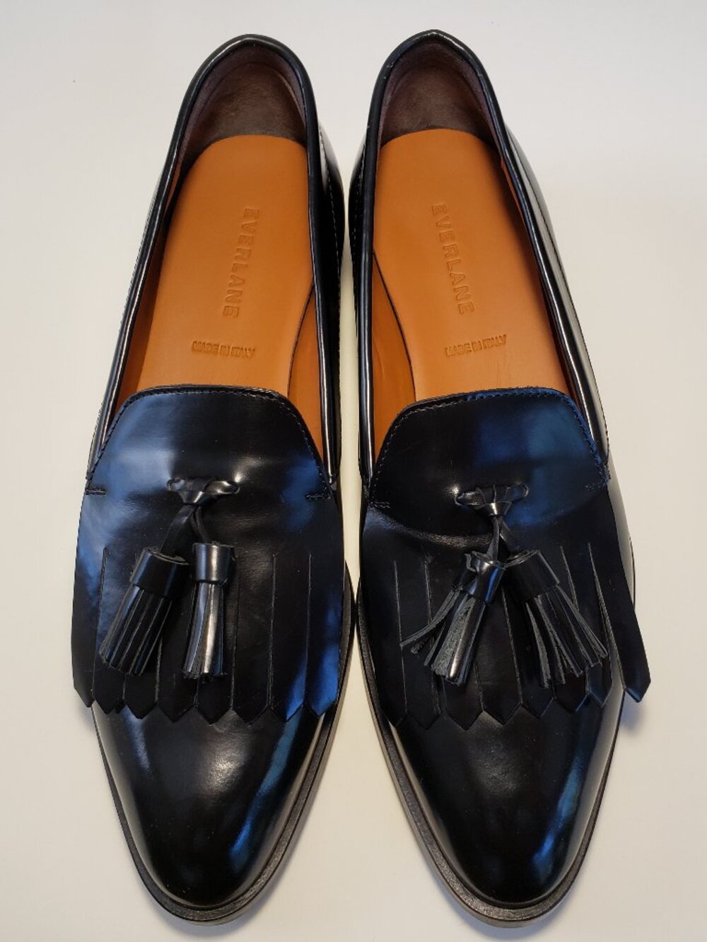 Everlane Italy Modern Tassel Loafers Black Leather Women's Size 9 NIB NWB
